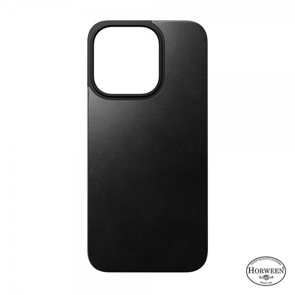 Nomad iPhone 15 Pro Skin Magnetic Leather Back Horween Sort