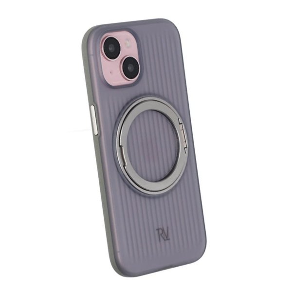 Rvelon iPhone 15 Cover Drejbar MagSafe Stand Grå
