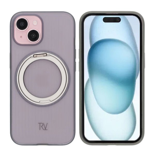 Rvelon iPhone 15 Cover Drejbar MagSafe Stand Grå