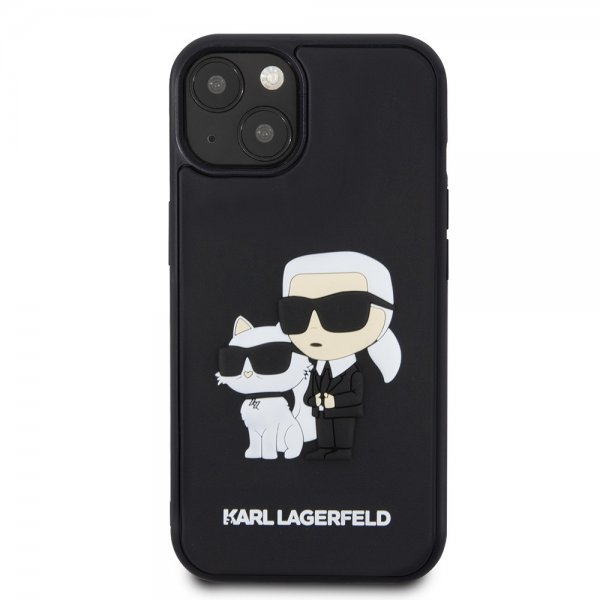Karl Lagerfeld iPhone 15 Cover 3D Rubber Karl & Choupette Sort