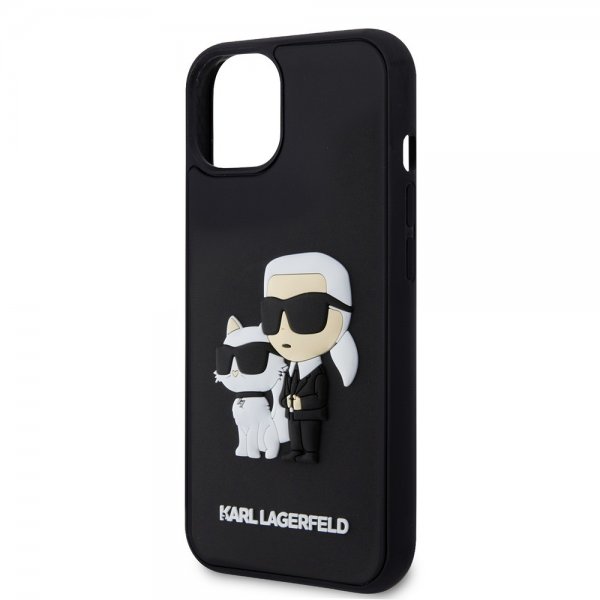 Karl Lagerfeld iPhone 15 Cover 3D Rubber Karl & Choupette Sort