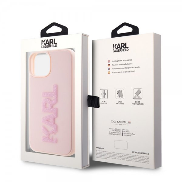 Karl Lagerfeld iPhone 15 Cover 3D Rubber Karl Pink