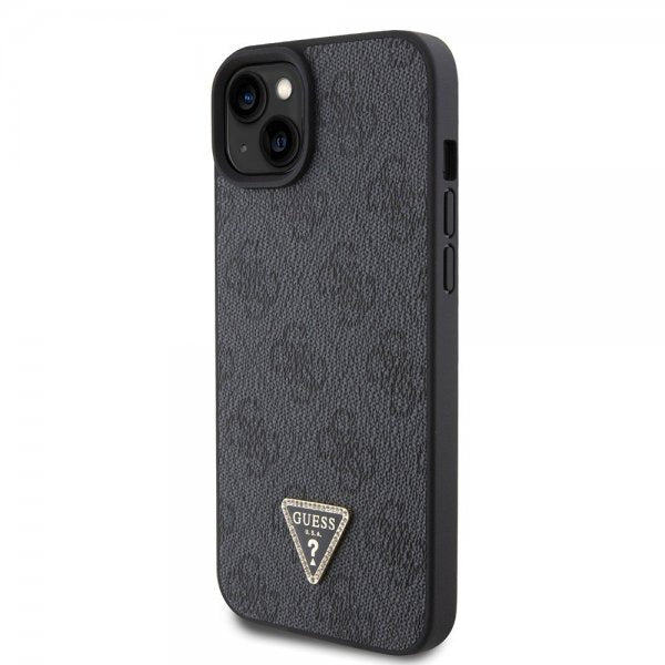 Guess iPhone 15 Cover 4G Metal Triangle Strass Sort