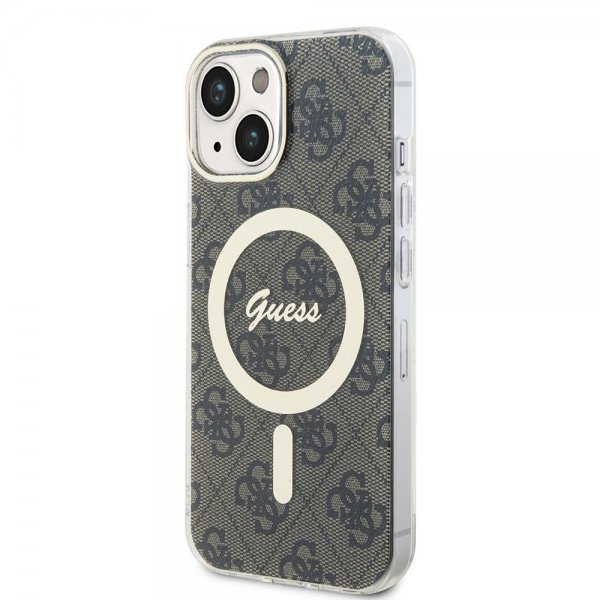 Guess iPhone 15 Cover 4G Pattern MagSafe Brun