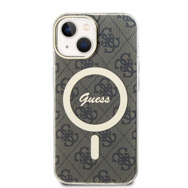 Guess iPhone 15 Cover 4G Pattern MagSafe Brun