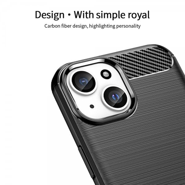 Mofi iPhone 15 Cover Børstet Kulfibertekstur Sort