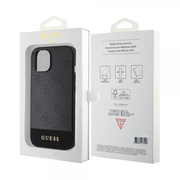 Guess iPhone 15 Cover Bottom Stripe MagSafe Sort