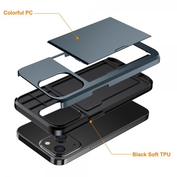 iPhone 15 Cover Card Slide Blå