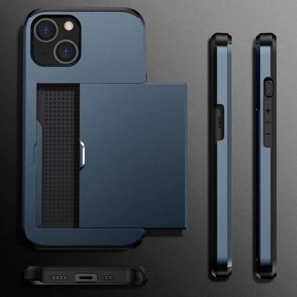 iPhone 15 Cover Card Slide Blå