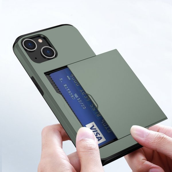 iPhone 15 Cover Card Slide Grøn