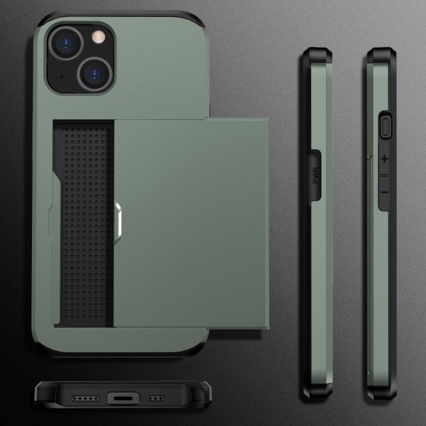 iPhone 15 Cover Card Slide Grøn
