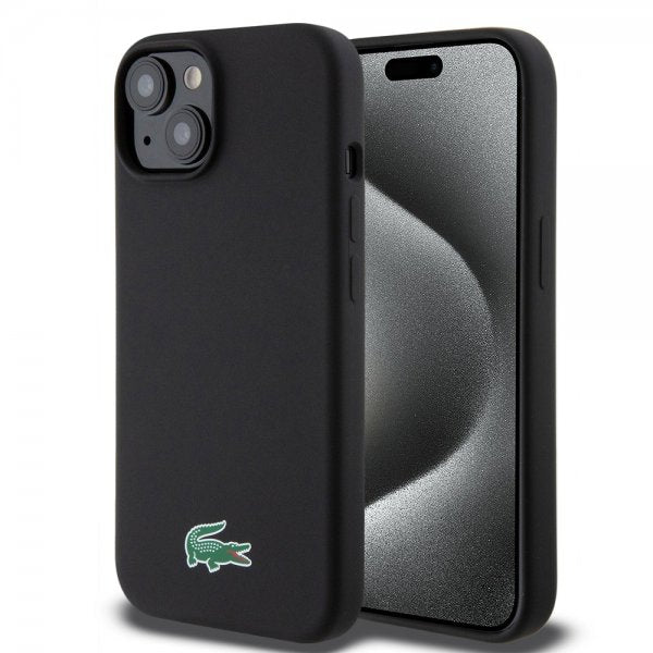 Lacoste iPhone 15 Plus Cover Croc Logo MagSafe Sort
