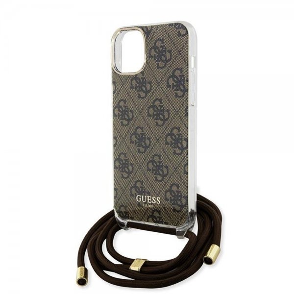 Guess iPhone 15 Cover Crossbody Cord Brun