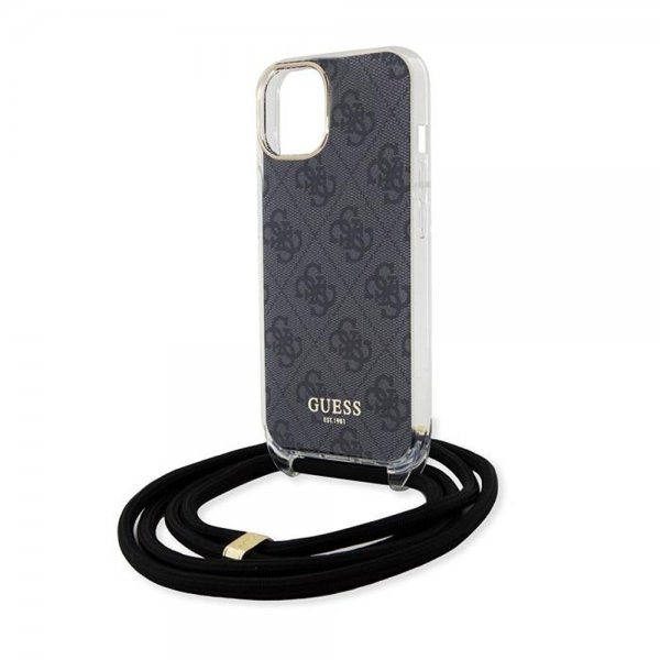 Guess iPhone 15 Cover Crossbody Cord Sort