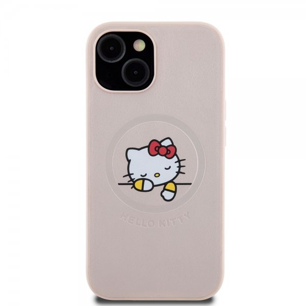 Hello Kitty iPhone 15 Cover Debossed Logo MagSafe Pink