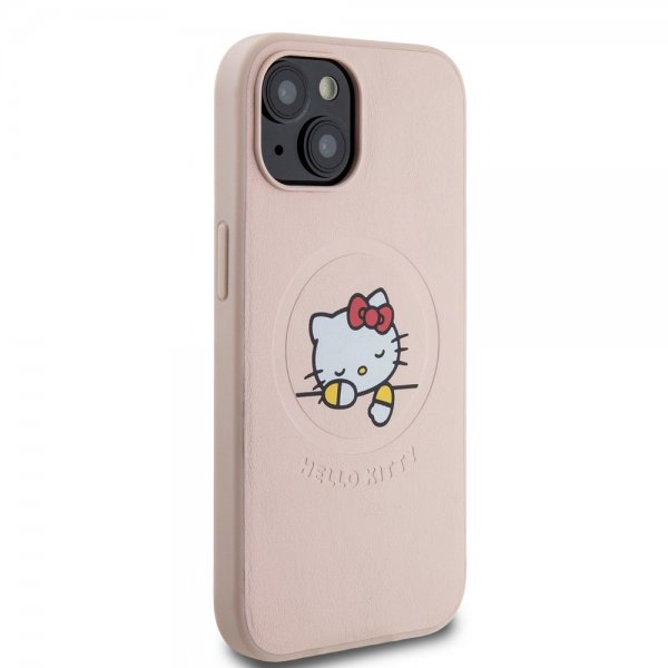 Hello Kitty iPhone 15 Cover Debossed Logo MagSafe Pink