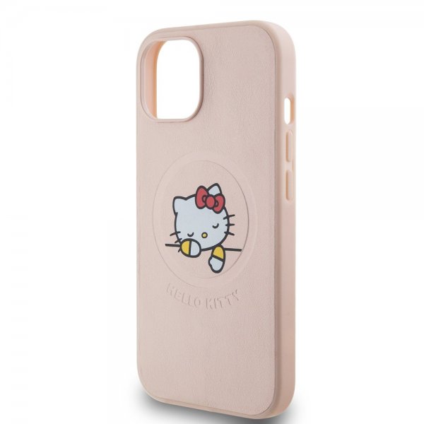 Hello Kitty iPhone 15 Cover Debossed Logo MagSafe Pink