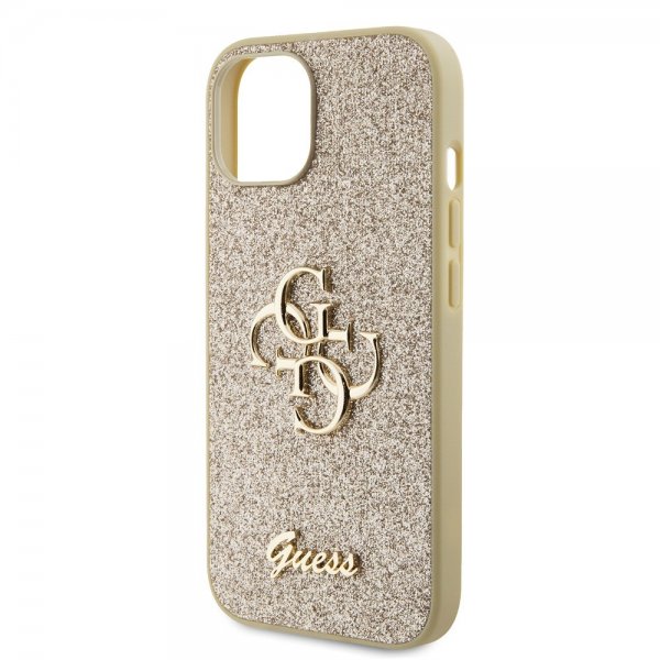 Guess iPhone 15 Cover Fixed Glitter Guld