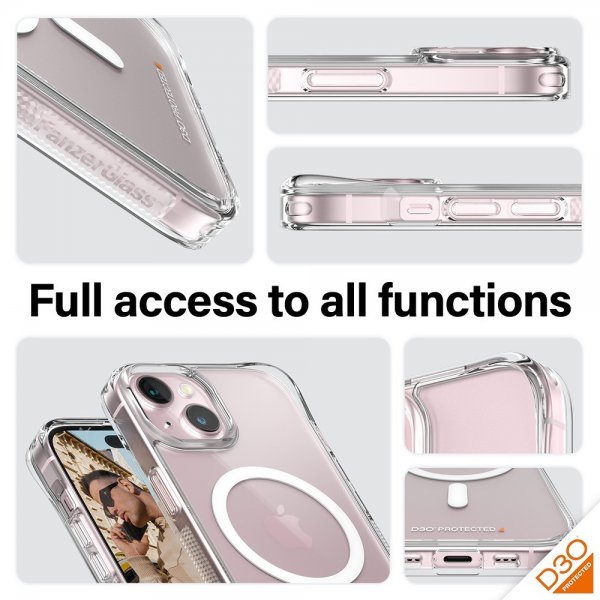 PanzerGlass iPhone 15 Cover HardCase MagSafe D3O Transparent