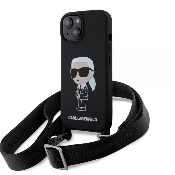 Karl Lagerfeld iPhone 15 Cover Ikonik Crossbody Sort