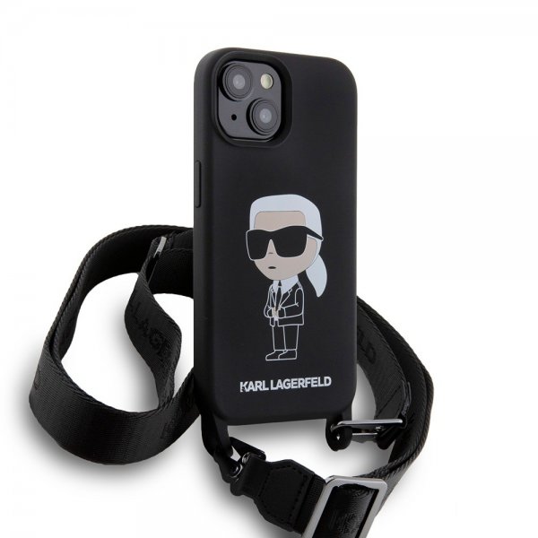Karl Lagerfeld iPhone 15 Cover Ikonik Crossbody Sort