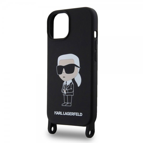 Karl Lagerfeld iPhone 15 Cover Ikonik Crossbody Sort