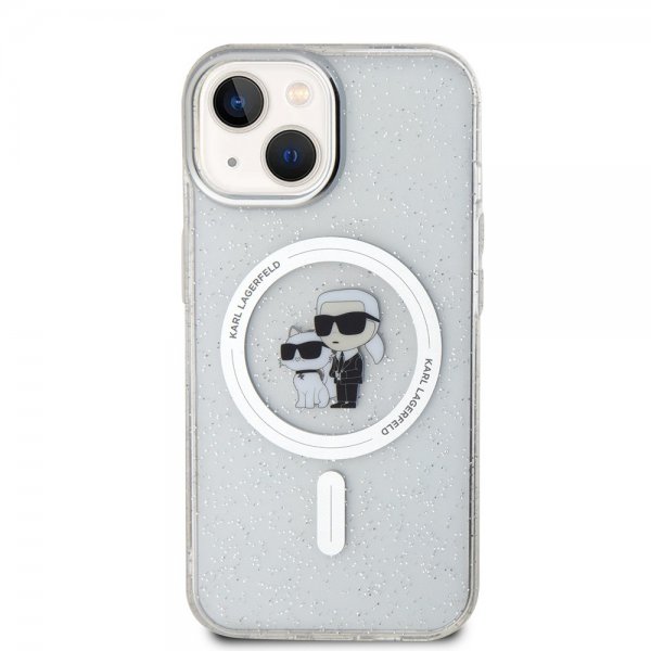 Karl Lagerfeld iPhone 15 Cover Karl & Choupette Glitter MagSafe Transparent