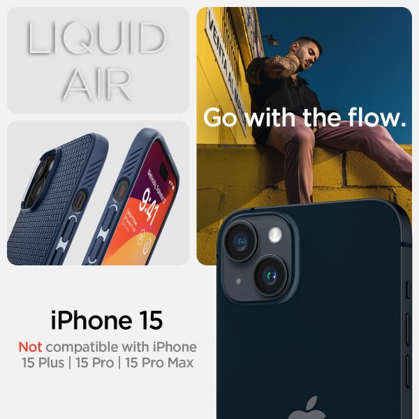 Spigen iPhone 15 Cover Liquid Air Navy Blue