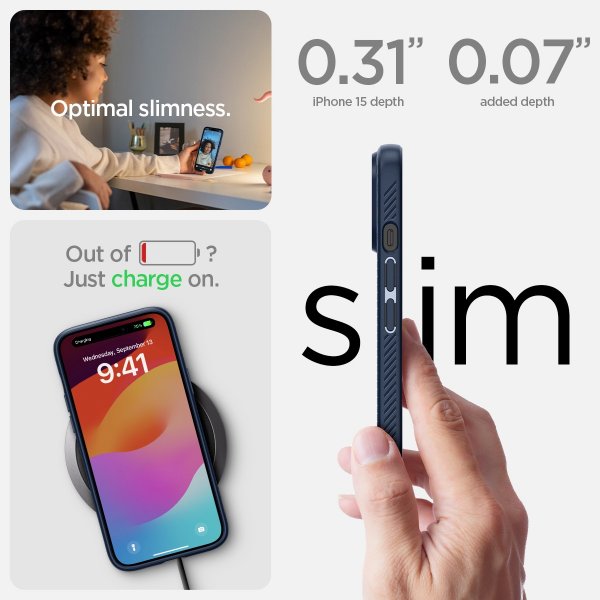 Spigen iPhone 15 Cover Liquid Air Navy Blue