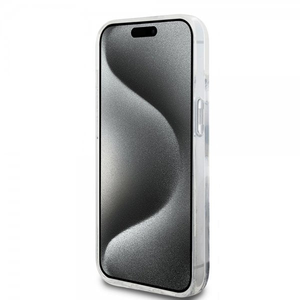 Karl Lagerfeld iPhone 15 Cover Liquid Glitter Karl & Choupette Silver