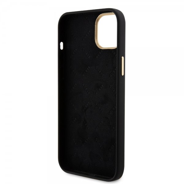 Guess iPhone 15 Cover Liquid Silicone Metal Logo Sort
