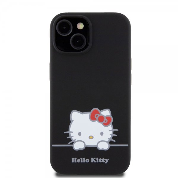 Hello Kitty iPhone 15 Cover Liquid Silikone Sort