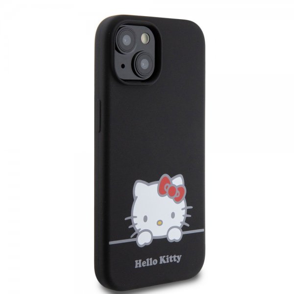 Hello Kitty iPhone 15 Cover Liquid Silikone Sort