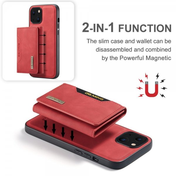 Dg.Ming iPhone 15 Cover M2 Series Aftagelig Kortholder Rød