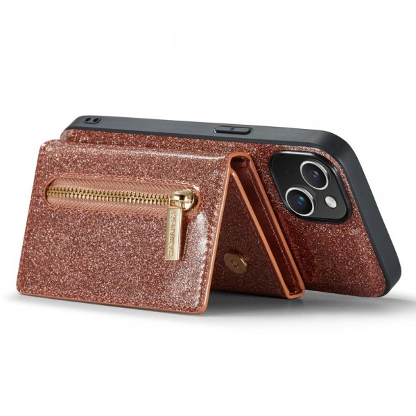 Dg.Ming iPhone 15 Cover M3 Series Aftagelig Kortholder Glitter Rosaguld