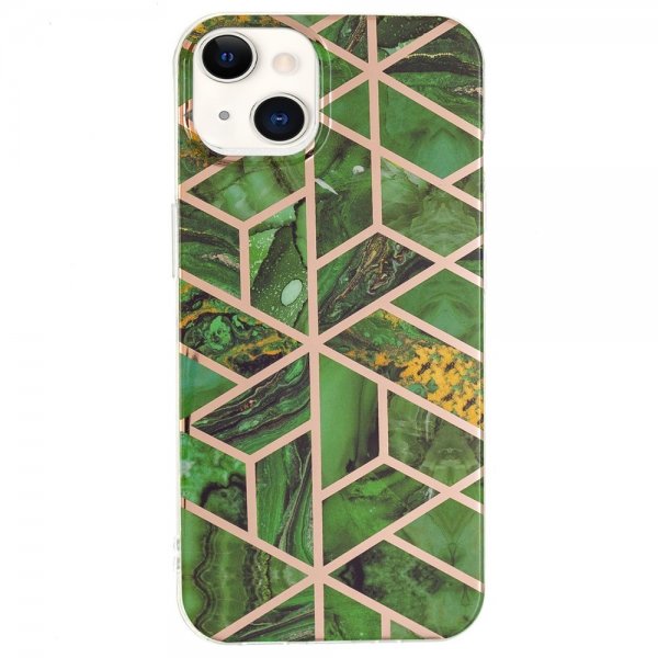 iPhone 15 Cover Marmormønster Grøn