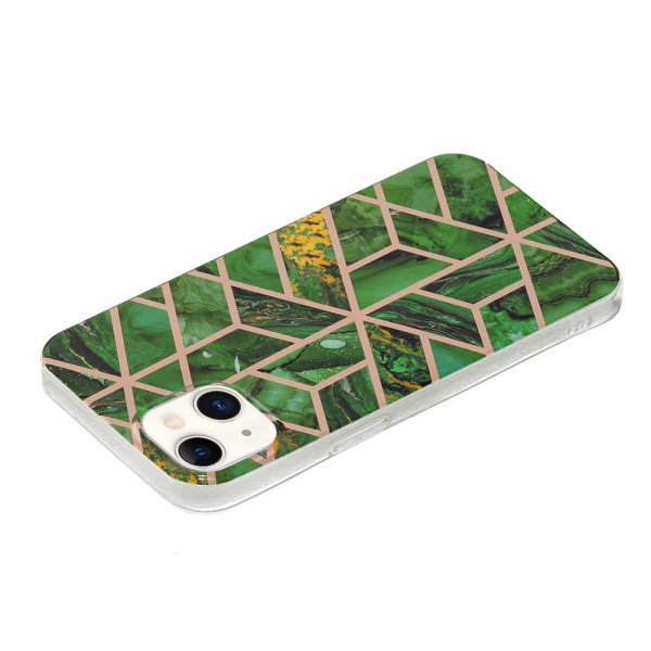 iPhone 15 Cover Marmormønster Grøn