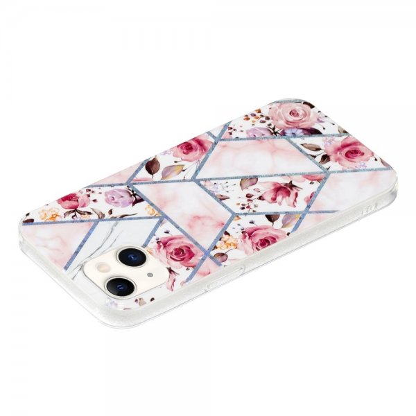 iPhone 15 Cover Marmormønster Roser Pink