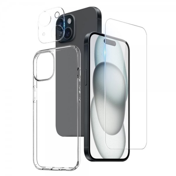 Northjo iPhone 15 Cover med Skærmbeskytter og Kamerabeskyttelse 3-i-1