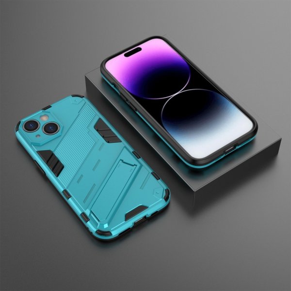 iPhone 15 Cover med Stander Lyseblå