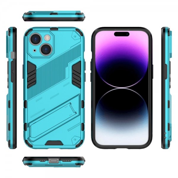 iPhone 15 Cover med Stander Lyseblå