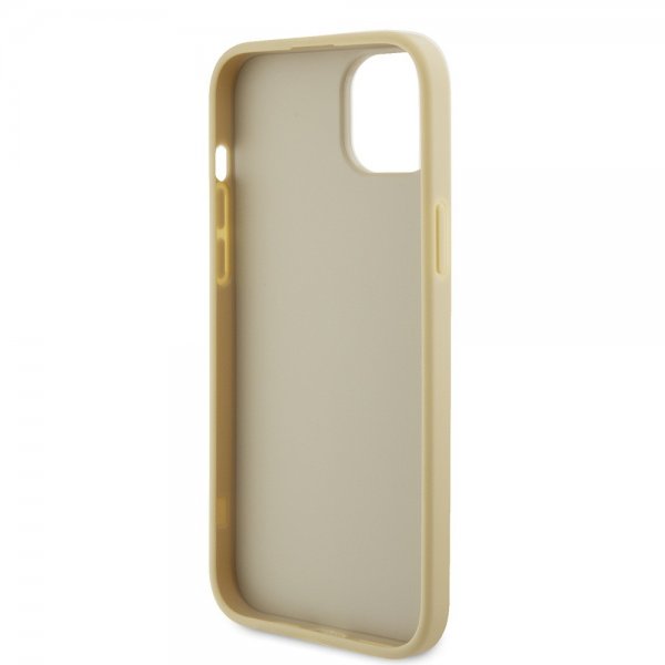 Guess iPhone 15 Cover Metal Logo Rhinestone Guld