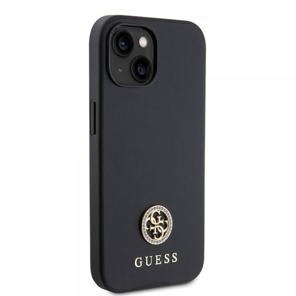 Guess iPhone 15 Cover Metal Logo Strass Sort