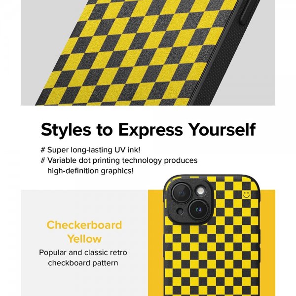 Ringke iPhone 15 Cover Onyx Design Checkerboard Yellow