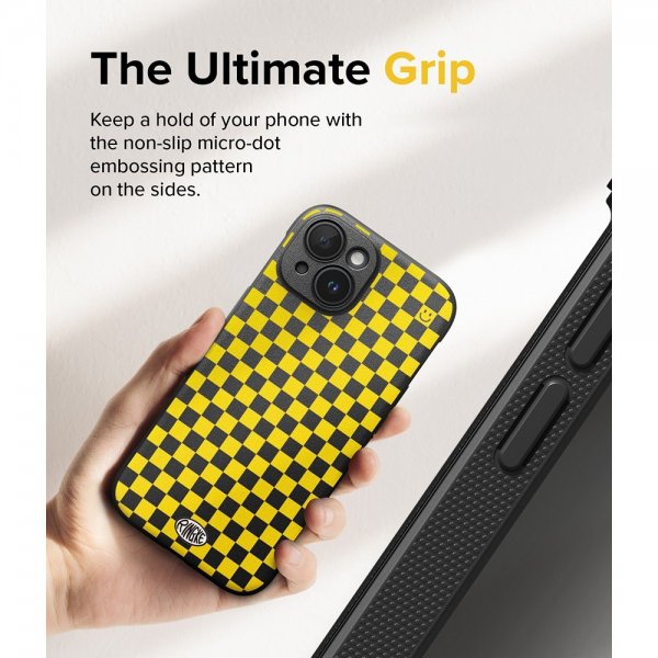 Ringke iPhone 15 Cover Onyx Design Checkerboard Yellow