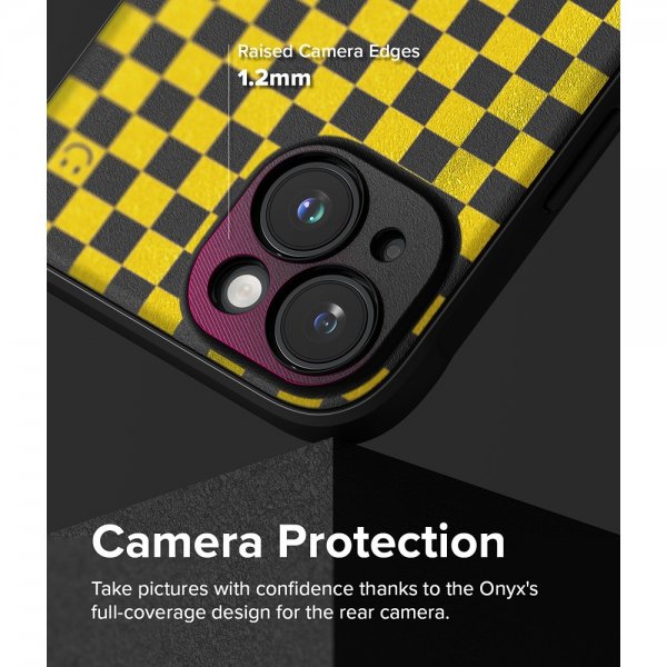 Ringke iPhone 15 Cover Onyx Design Checkerboard Yellow