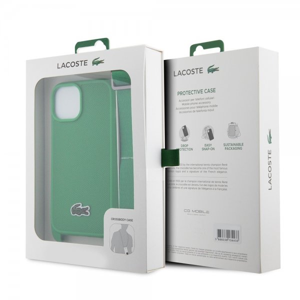 Lacoste iPhone 15 Cover Petit Pique Logo Strap Grøn