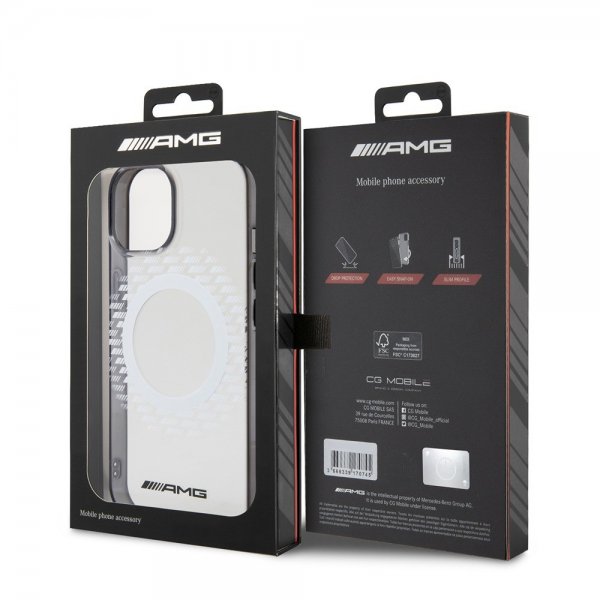 Mercedes Benz iPhone 15 Cover Rhombus Pattern MagSafe AMG Transparent