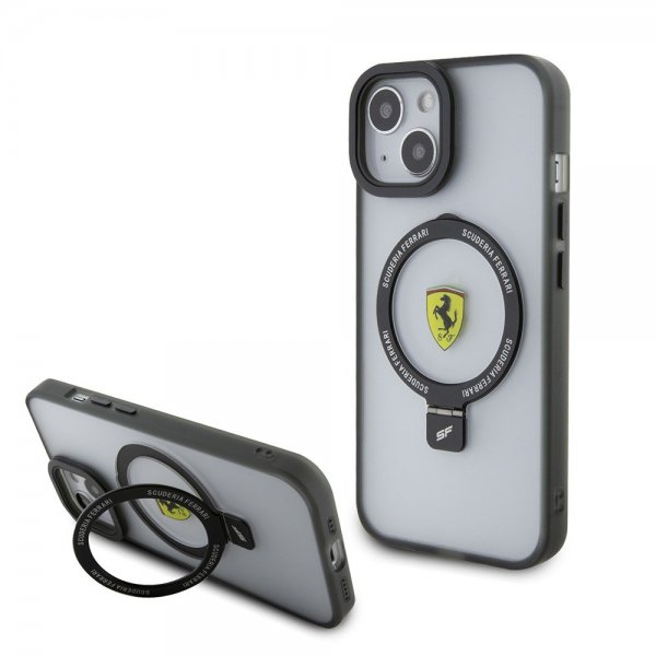 Ferrari iPhone 15 Cover Ring Stand MagSafe Sort