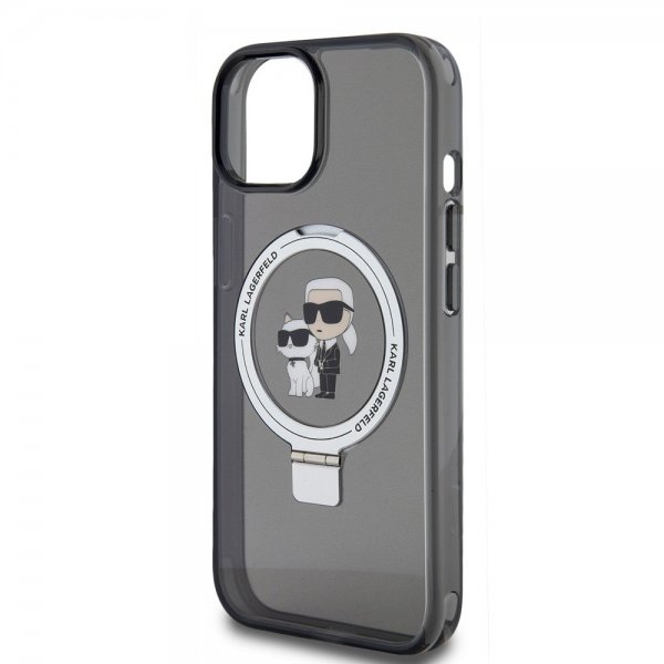 Karl Lagerfeld iPhone 15 Cover Ring Stand MagSafe Sort